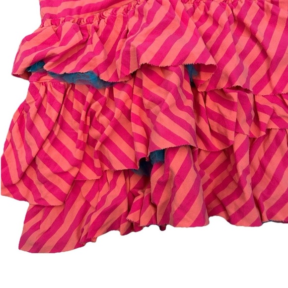 Girls Hanna Andersson Long Sleeved Striped Ruffle Pink And Orange Dress Size 160 - Picture 4 of 4